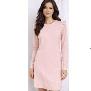 ANN TAYLOR PINK BLUSH PINK RUFFLE LONG SLEEVE SWEATER  PARTY DRESS SIZE: XS NWT